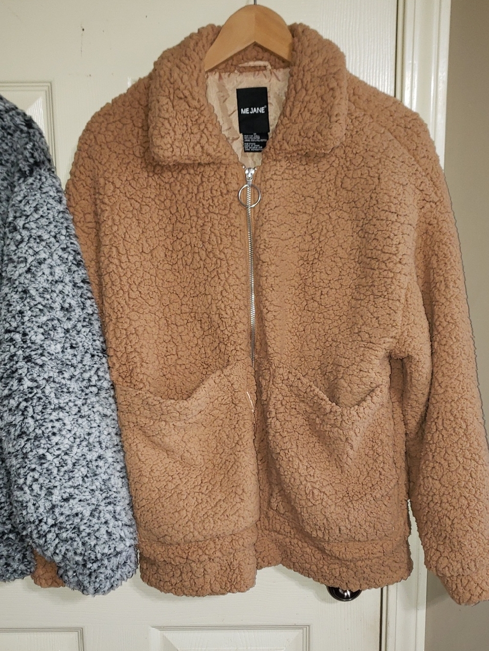 💘🖤💘 2PC Me Jane Black/Gray & Tan Zip Fleece Faux Shearling/Fur Teddy Jacket - Picture 16 of 16